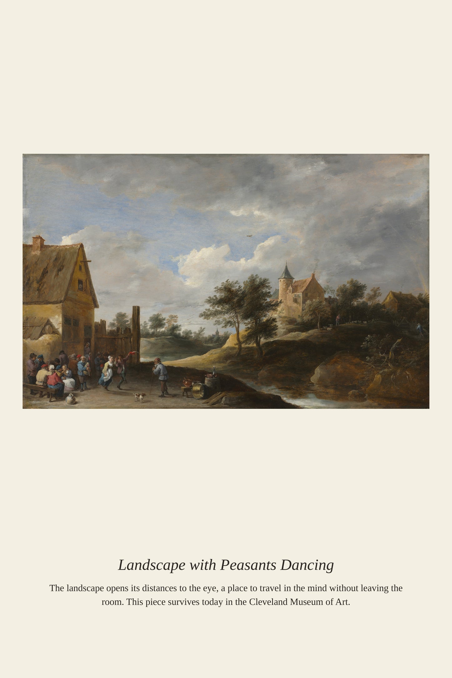 Landscape with Peasants Dancing - Antique Landscape Print