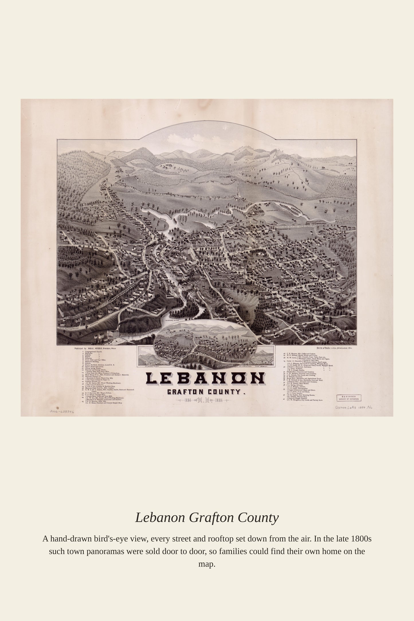 Lebanon Grafton County - Antique Map Print