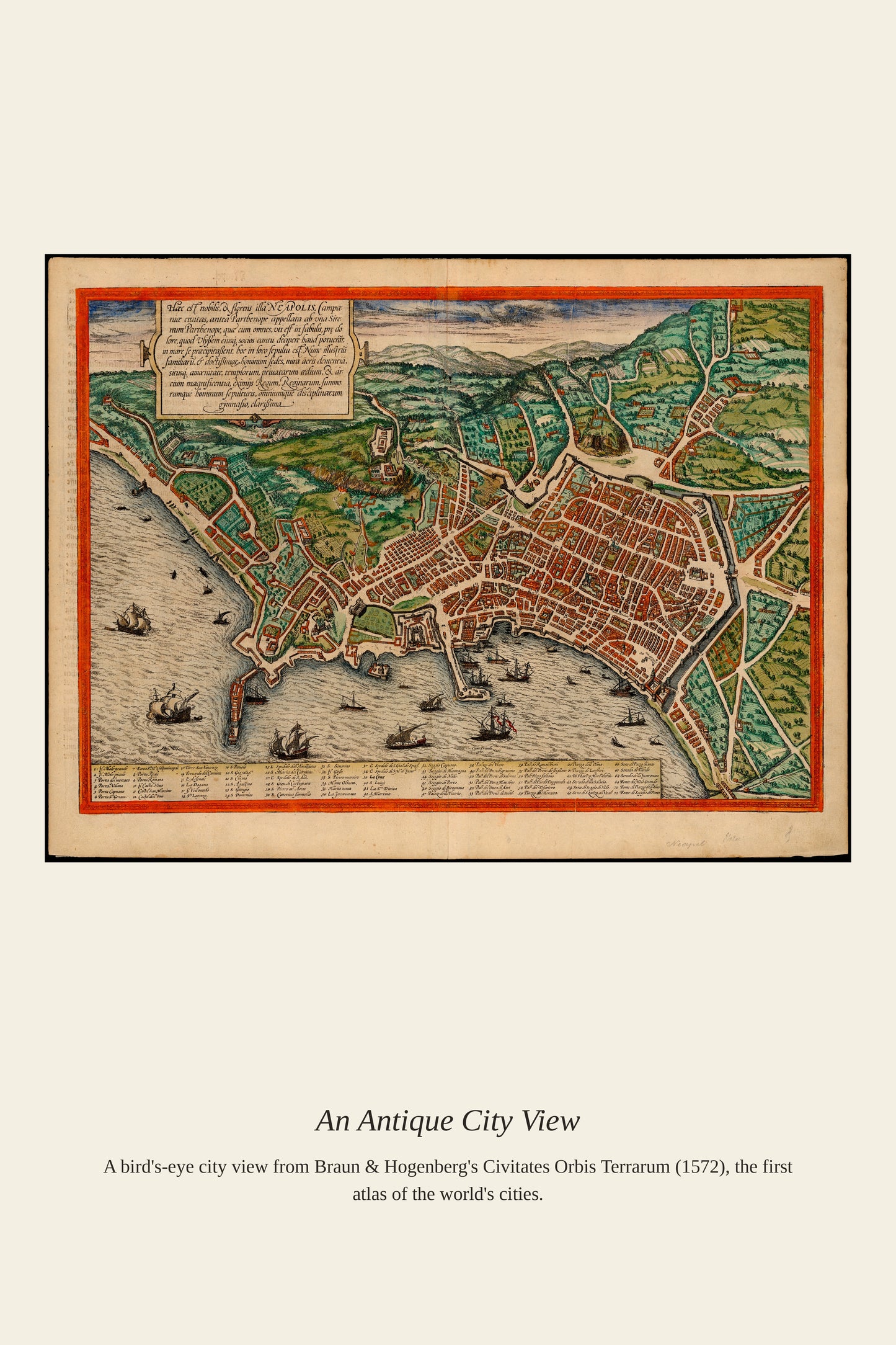Naples - Antique City Map Print