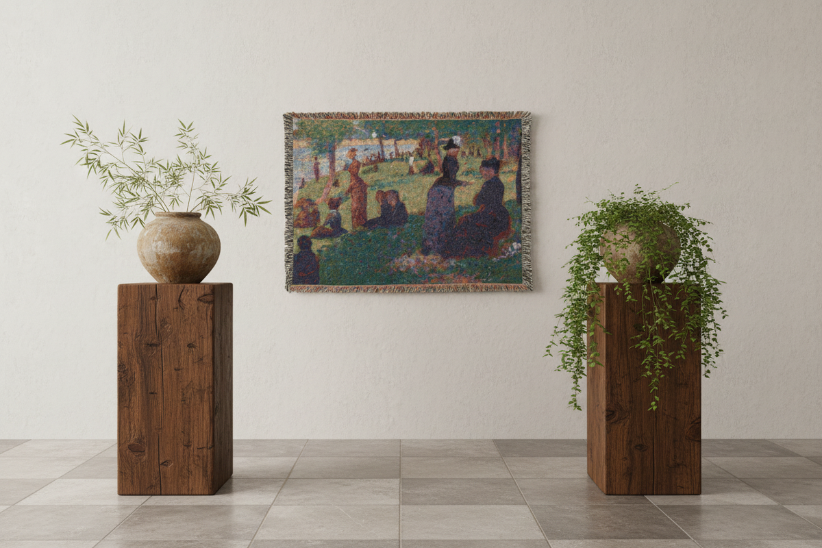 Oil Sketch for A Sunday — Seurat Tapestry Blanket
