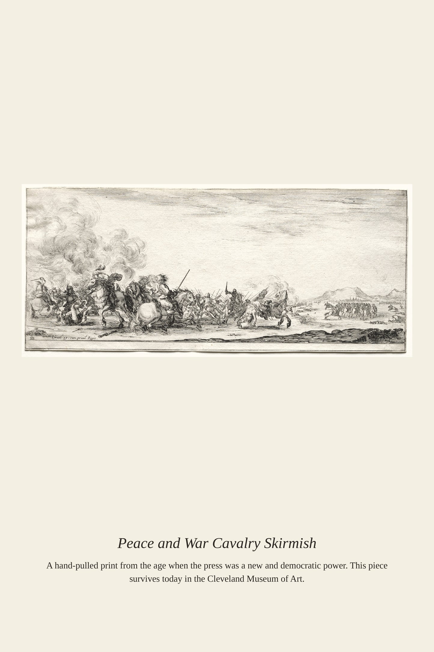 Peace and War Cavalry Skirmish - Antique Historical Print