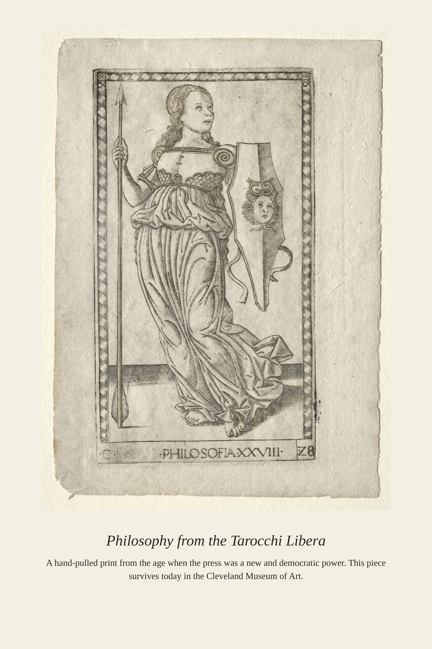 Philosophy, Mantegna Tarocchi - Antique Historical Print