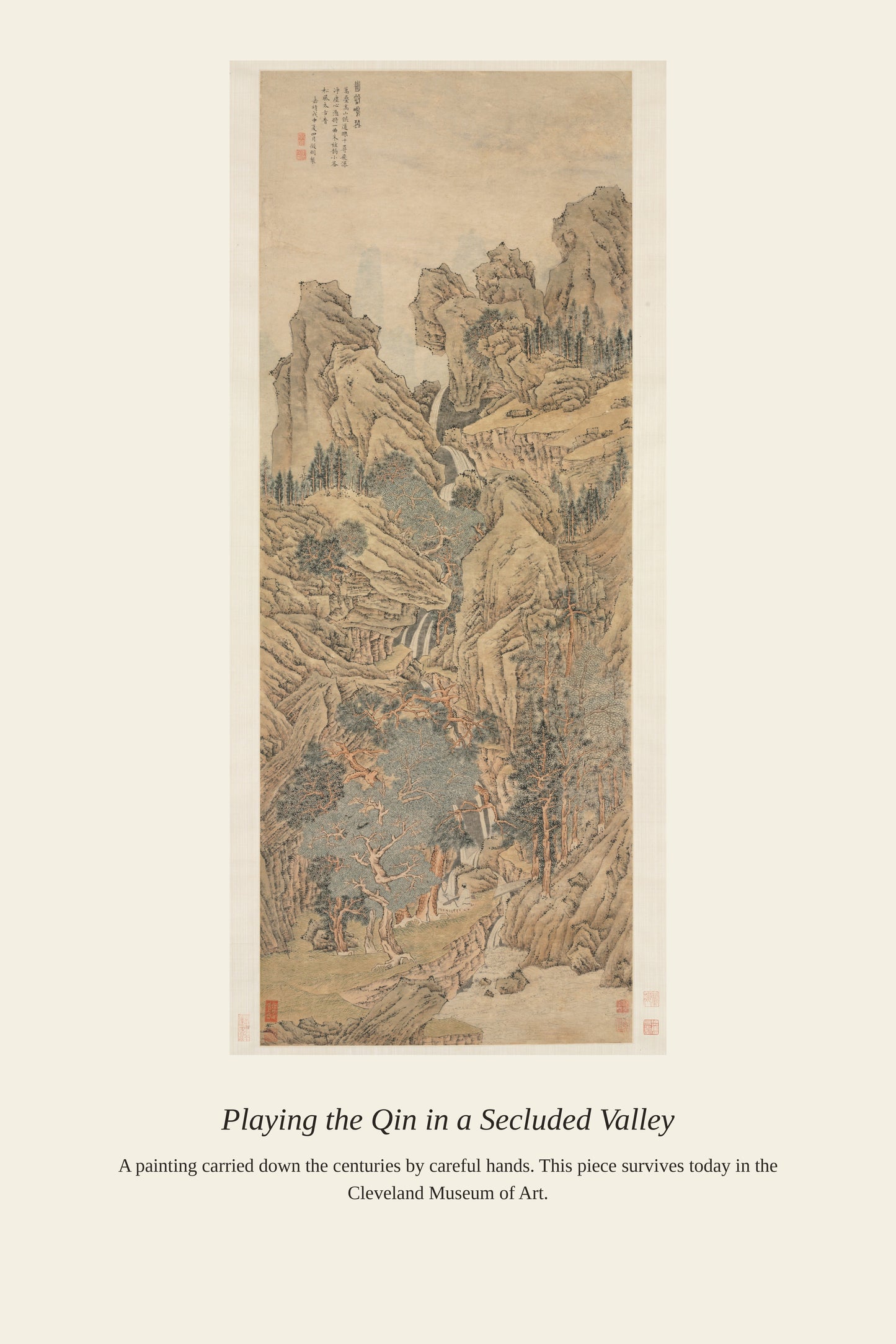 Playing the Qin in a Secluded Valley - Antique Landscape Print