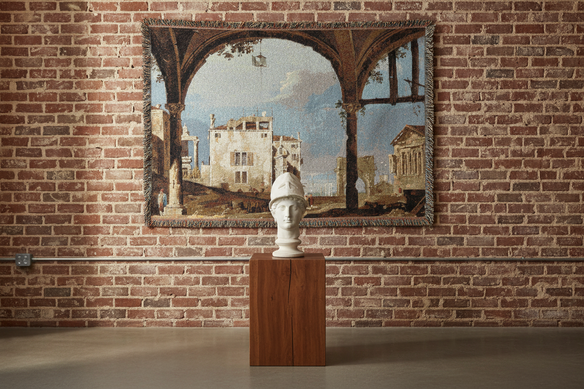 Portico with a Lantern (follower of Canaletto) Tapestry Blanket