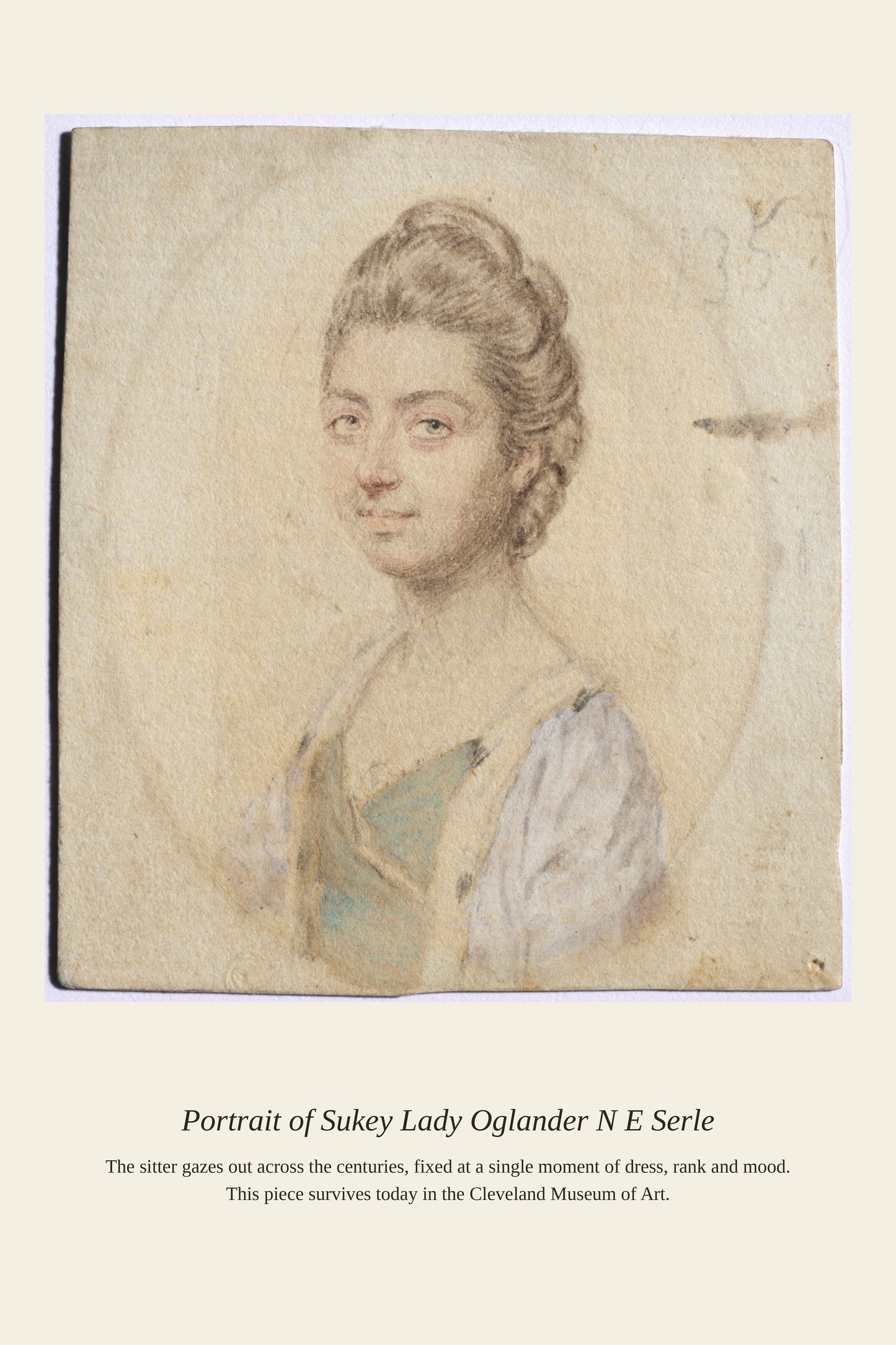 Portrait of Sukey, Lady Oglander (nee Serle) - Antique Portrait Print