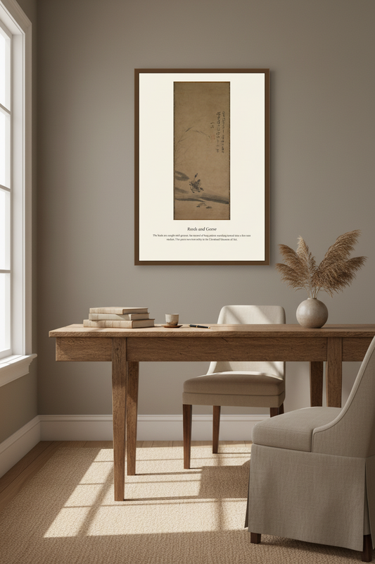 Reeds and Geese — Antique Natural History Print