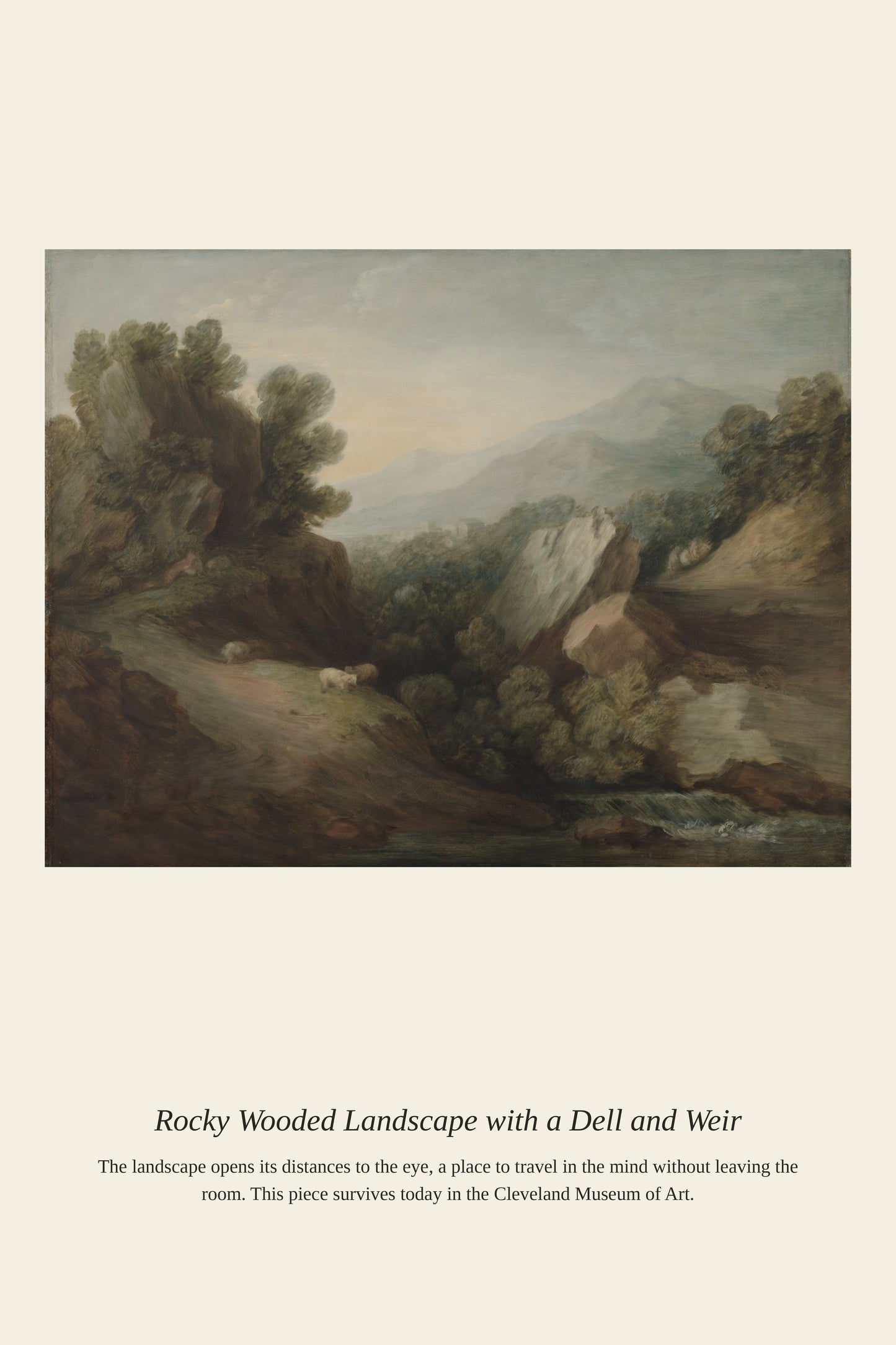 Rocky Wooded Landscape with a Dell and Weir - Antique Landscape Print