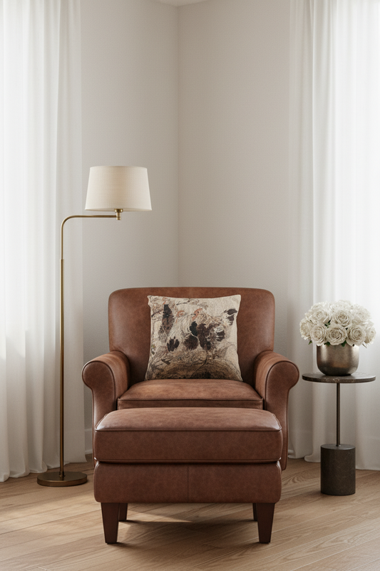Roosters and Blossoming Apricots Pillow