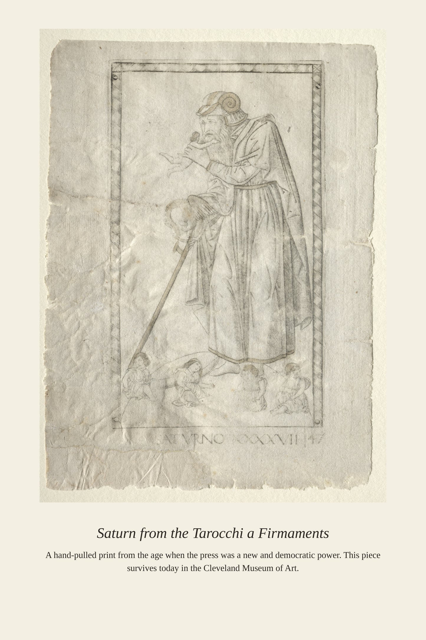 Saturn, Mantegna Tarocchi - Antique Celestial Print