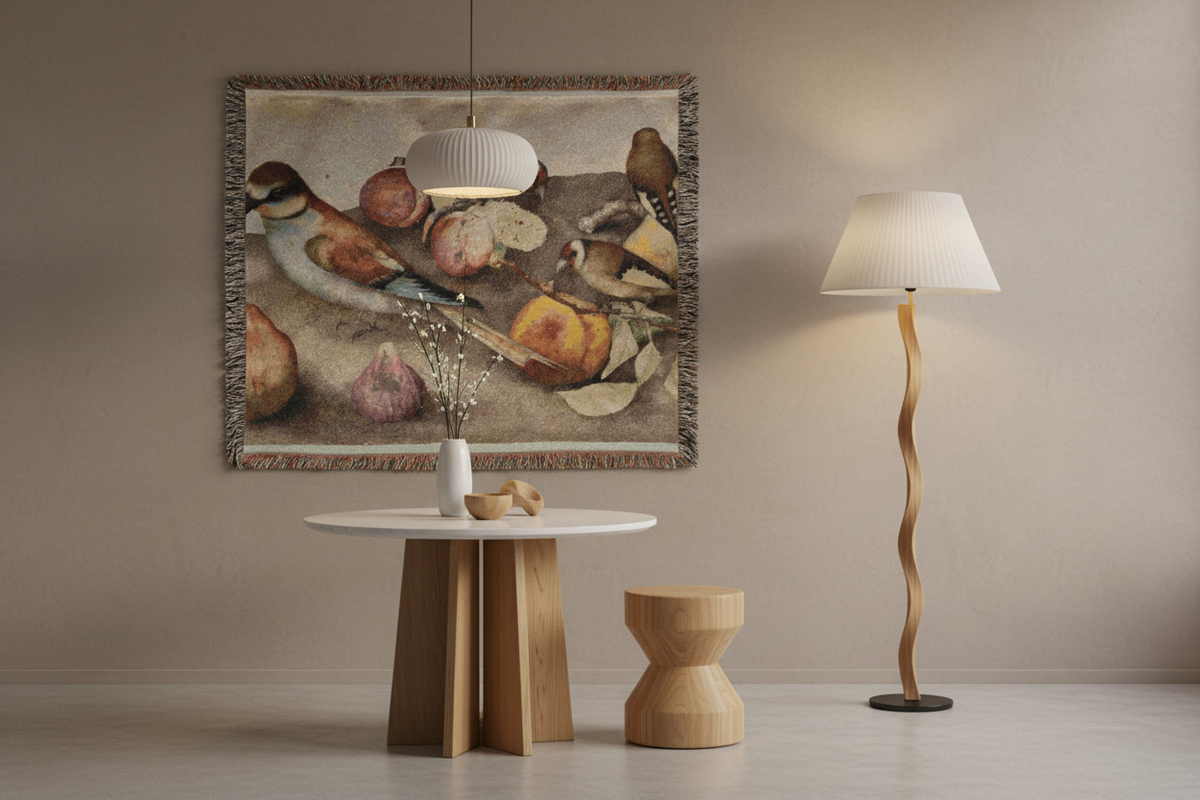 Still Life with Birds and Fruit Tapestry Blanket