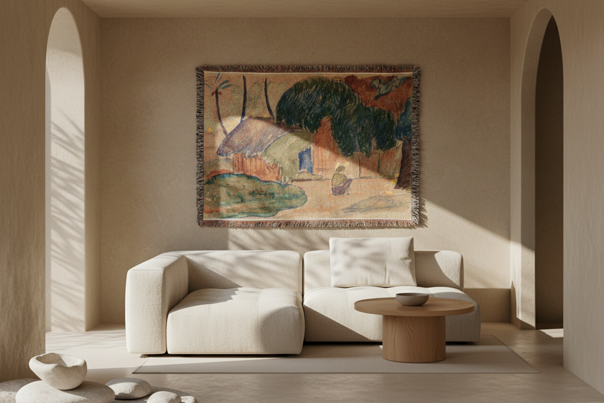 Tahitian Hut — Gauguin Tapestry Blanket