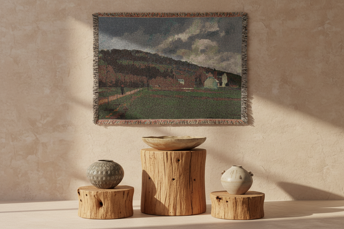 The Banks of the Marne in Winter — Pissarro Tapestry Blanket