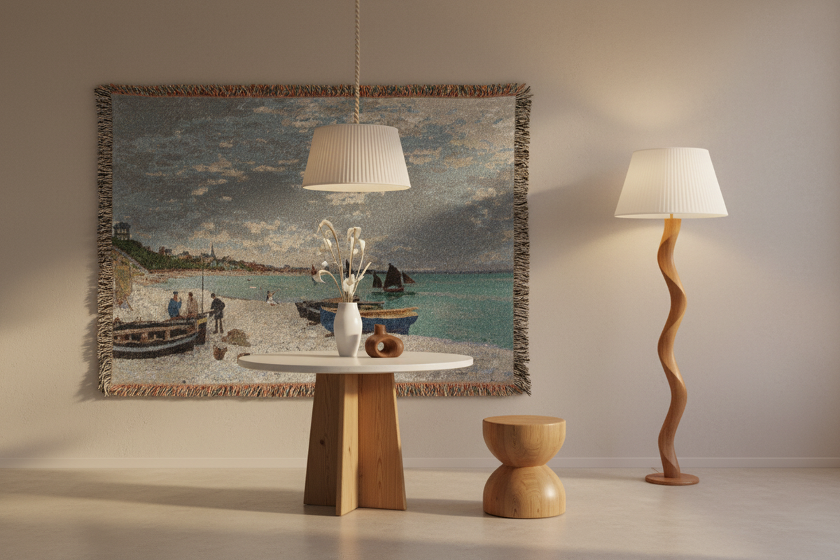 The Beach at Sainte-Adresse — Monet Tapestry Blanket