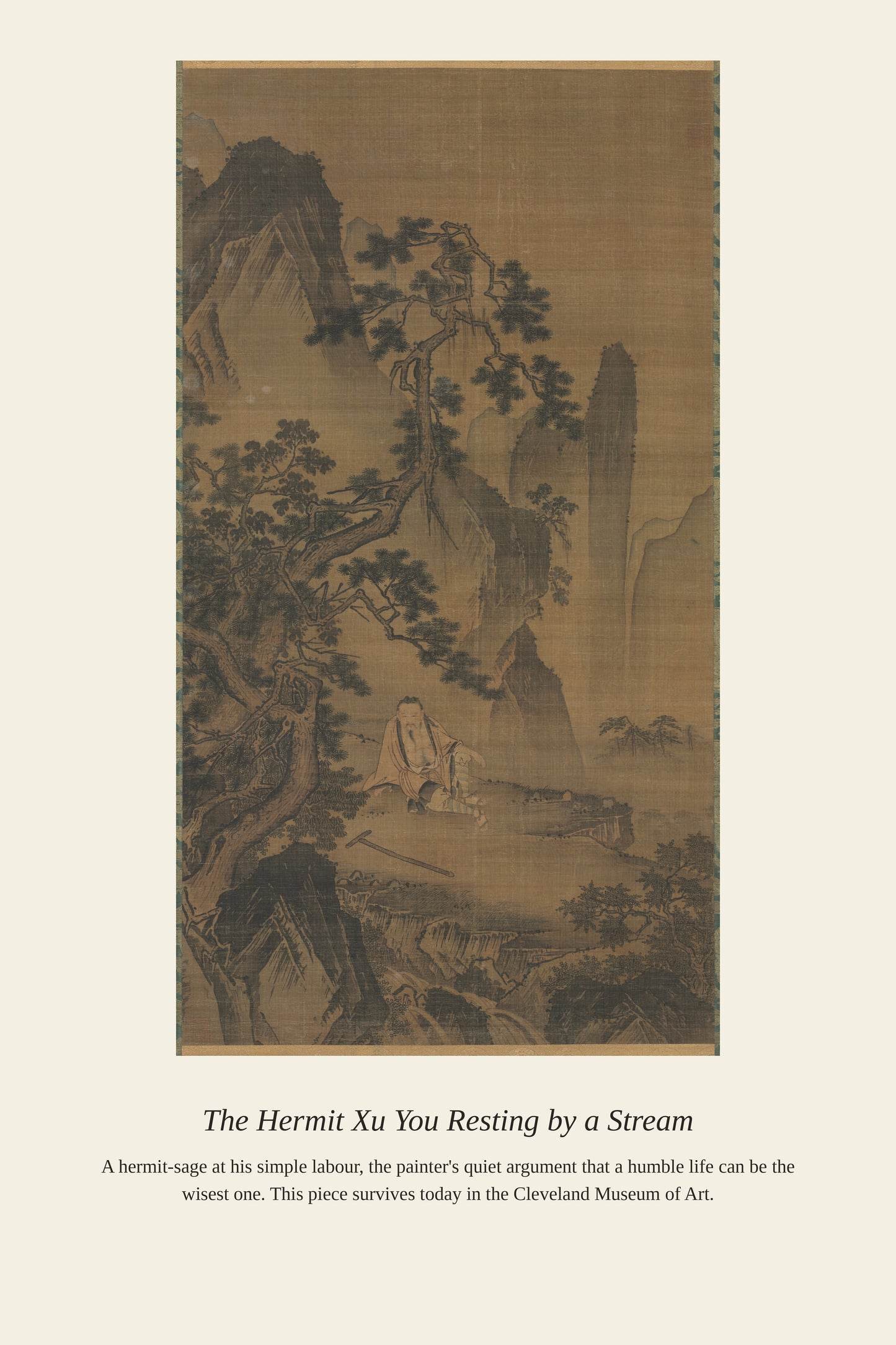 The Hermit Xu You Resting by a Stream - Antique Asian Art Print