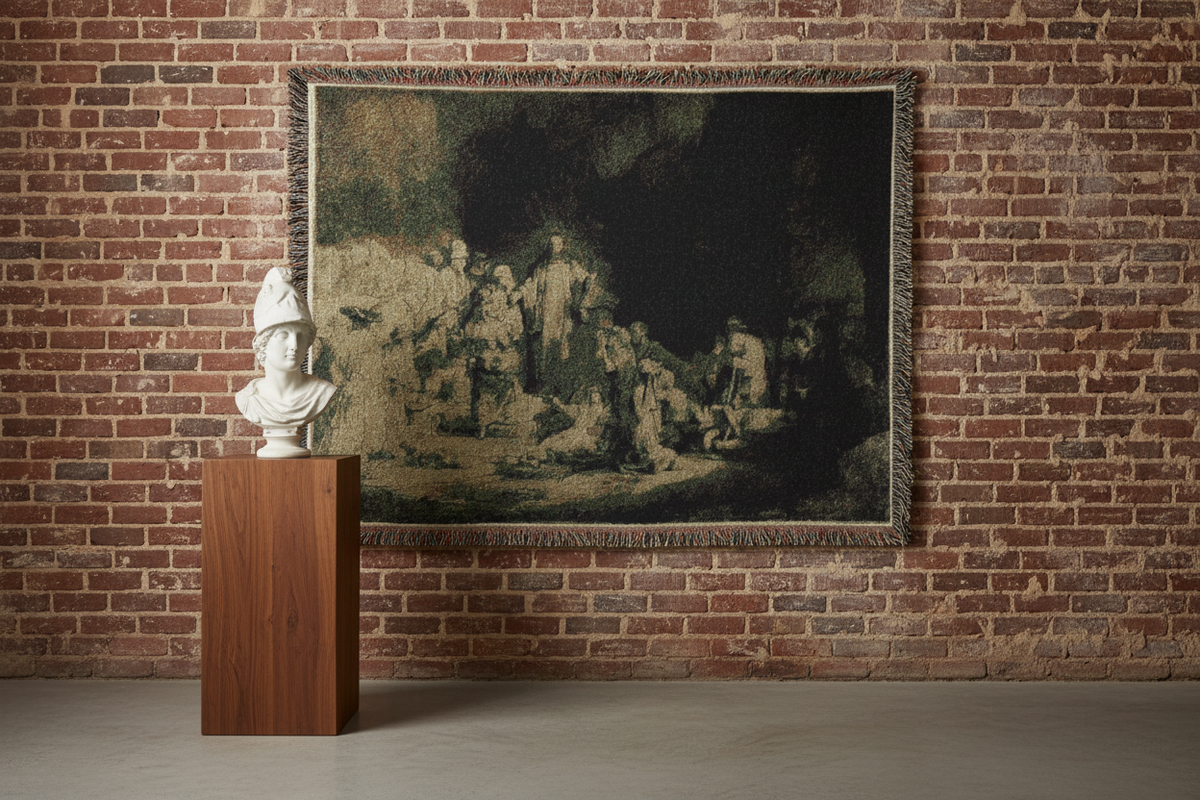 The Hundred Guilder Print — Rembrandt Tapestry Blanket