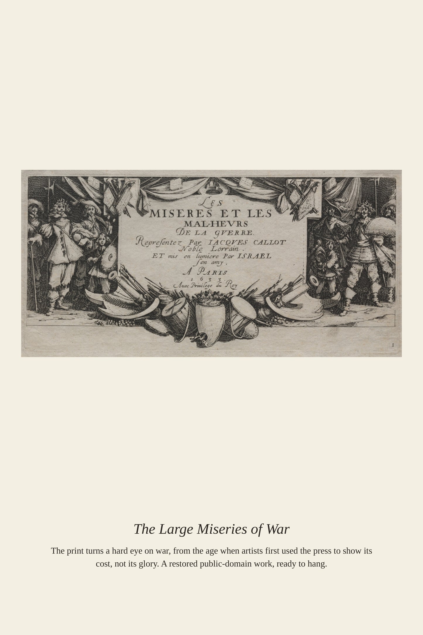 The Large Miseries of War (2) - Antique Historical Print