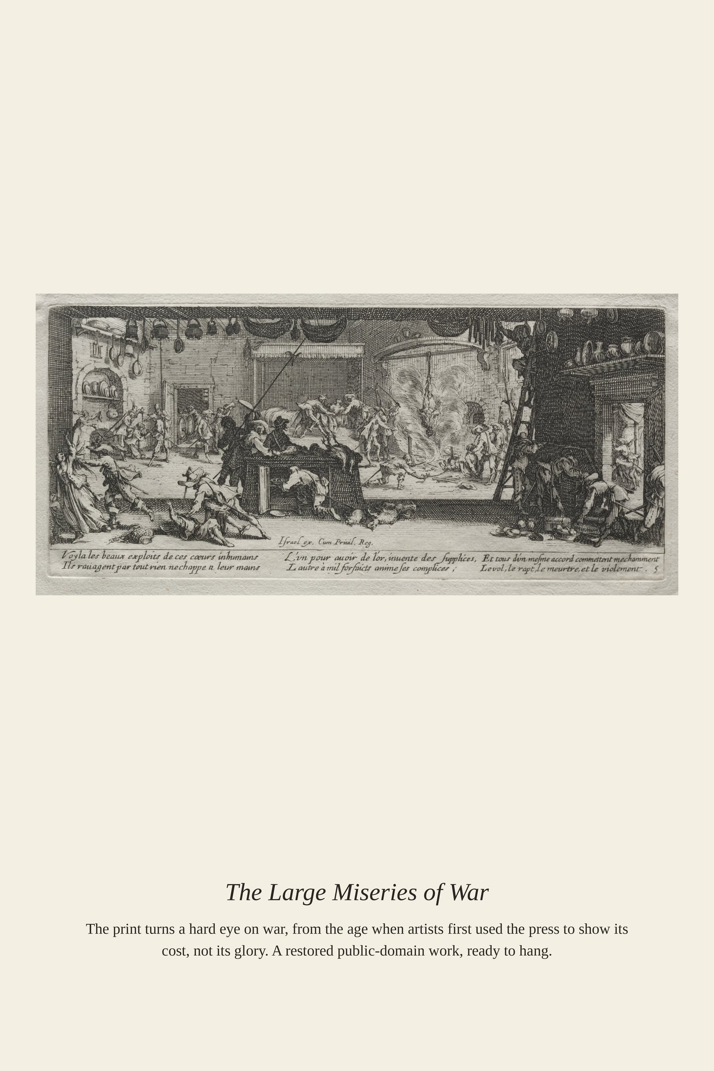 The Large Miseries of War (4) - Antique Historical Print