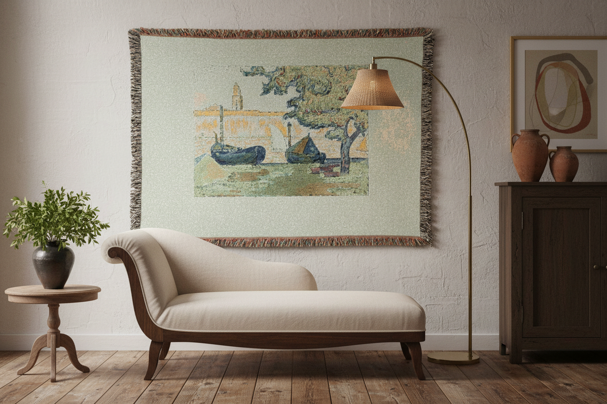 The Port of St. Tropez II — Signac Tapestry Blanket