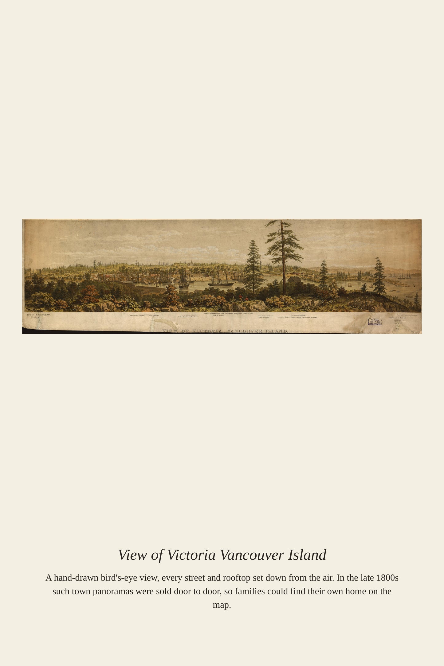 View of Victoria Vancouver Island - Antique Map Print