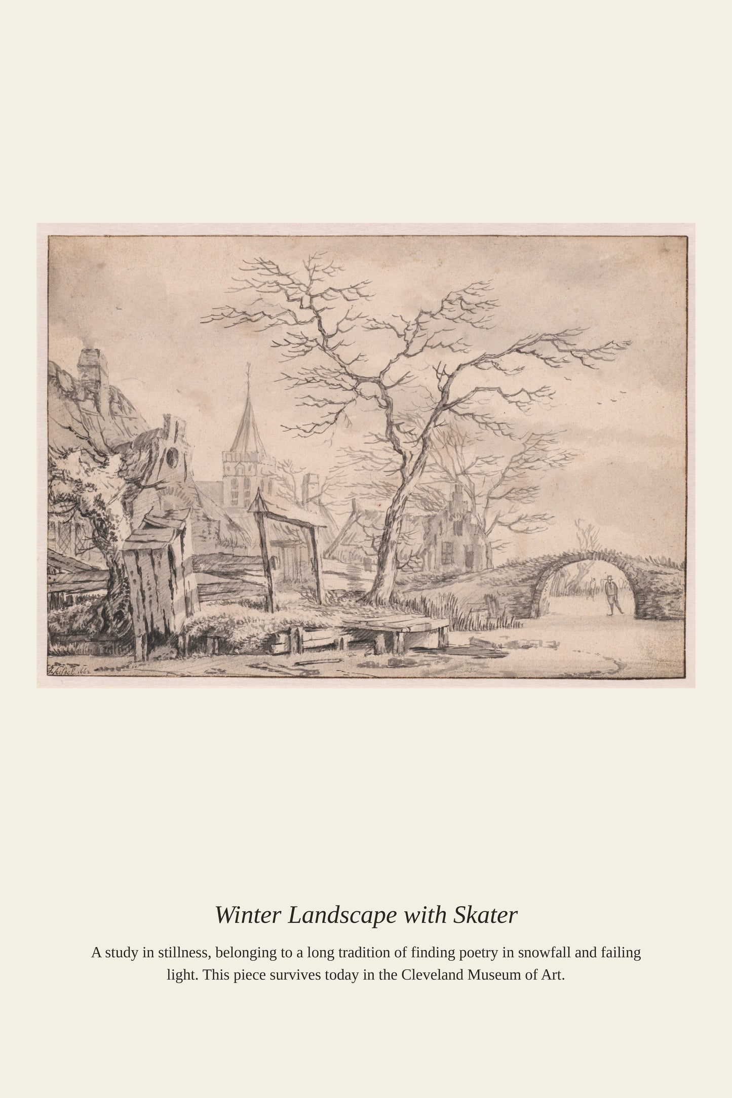 Winter Landscape with Skater - Antique Landscape Print
