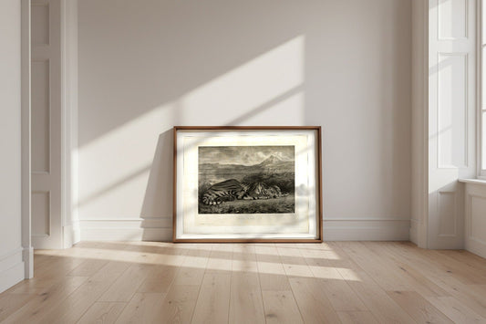Bengal Tiger — Eugène Delacroix Fine Art Poster shown framed and leaning against a wall in a sunlit room