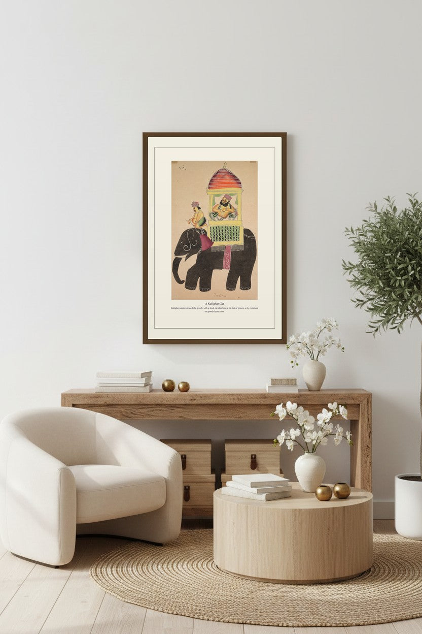 A Kalighat Cat — Antique Indian Art Print