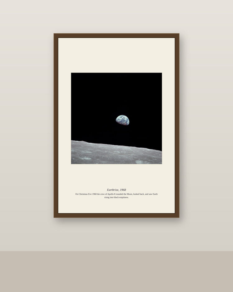 Earthrise photograph framed on a wall — Space collection