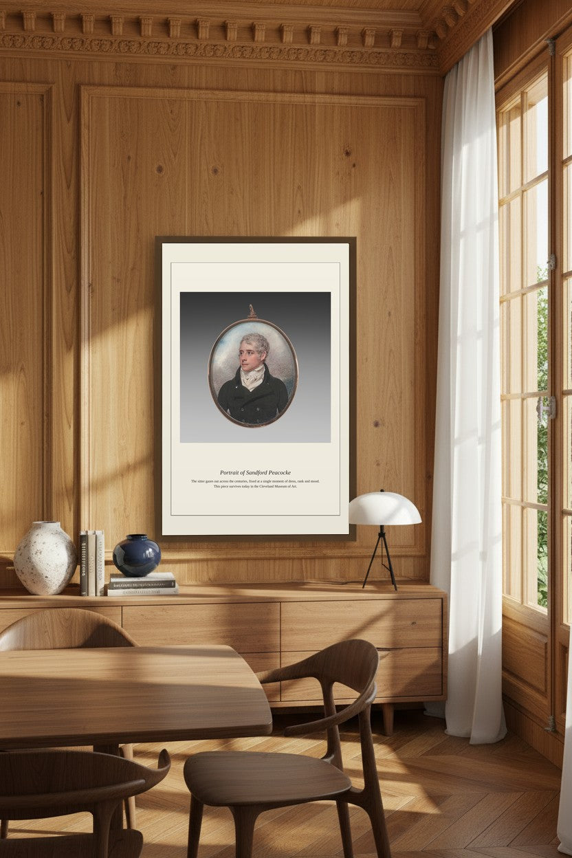Antique portraits framed in a styled room