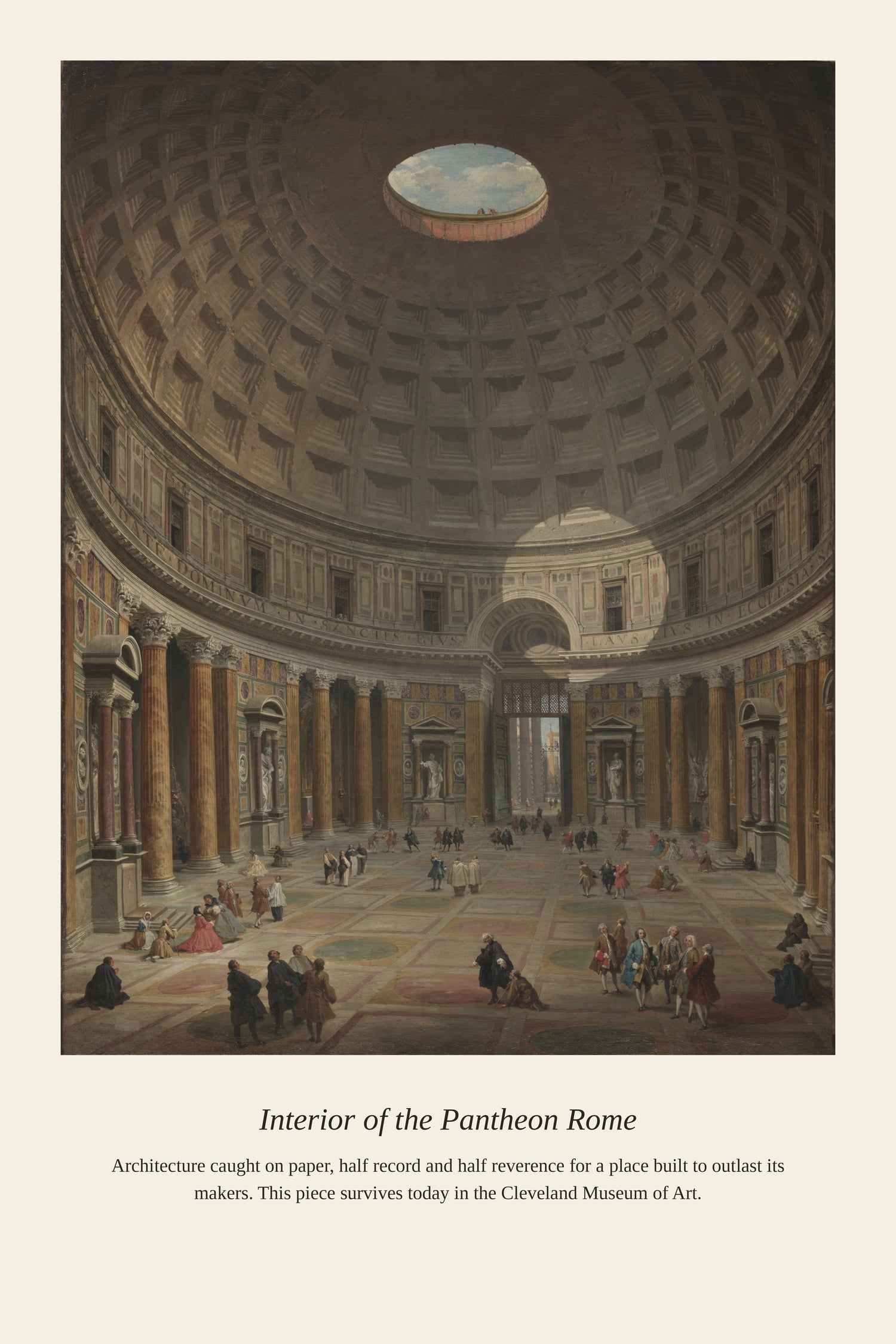 Interior of the Pantheon Rome — a restored antique architectural print