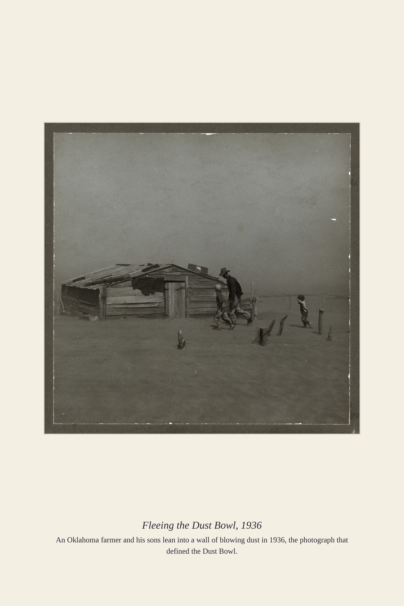 Fleeing the Dust Bowl, 1936 — antique art print