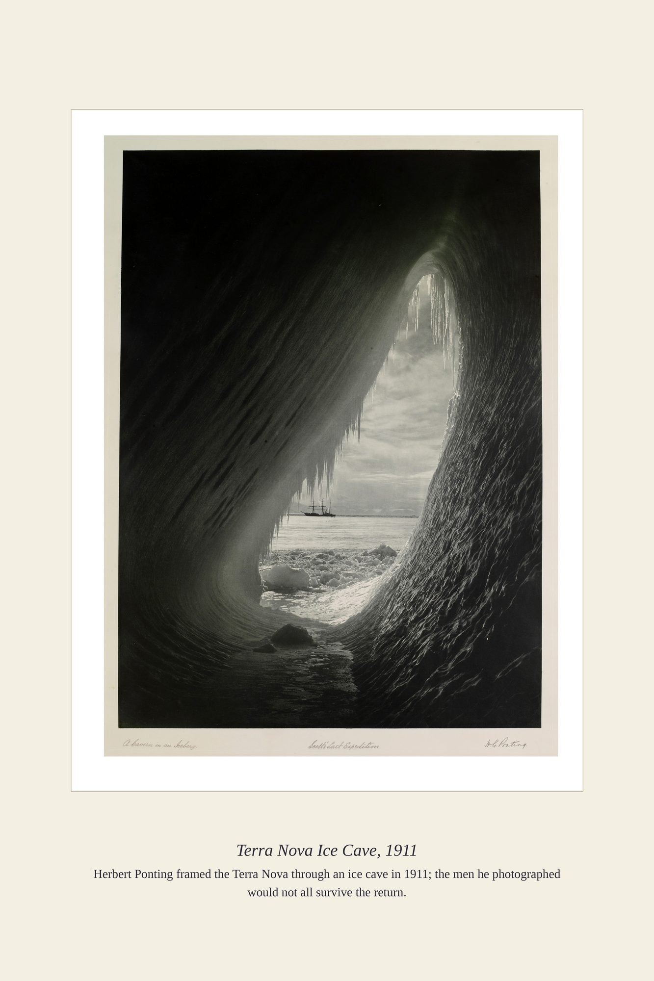 Terra Nova Ice Cave, 1911 — antique art print
