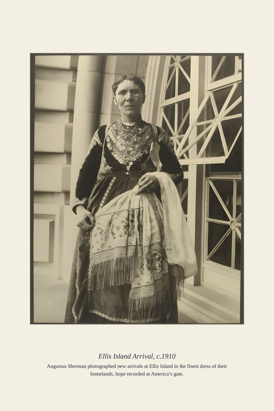 Ellis Island Arrival, c.1910 — antique art print