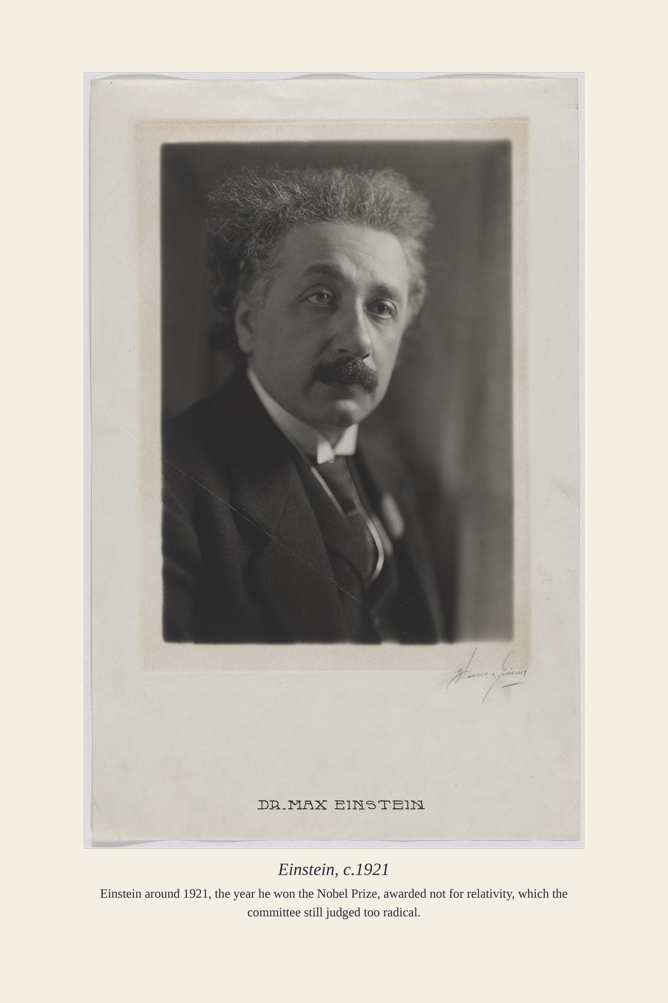 Einstein, c.1921 — antique art print