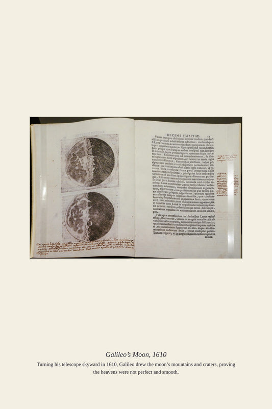 Galileo’s Moon, 1610 — antique art print