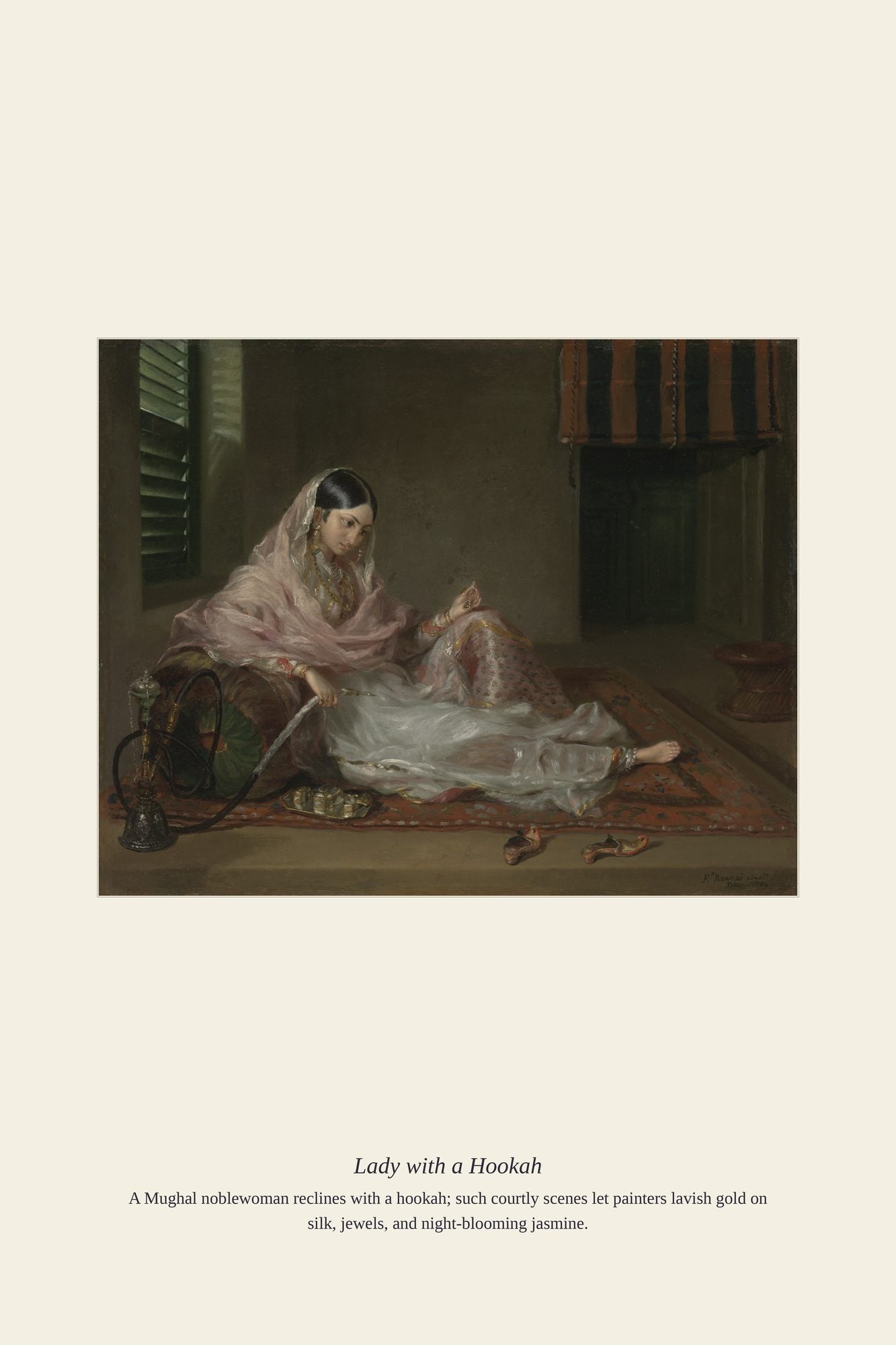 Lady with a Hookah — antique art print