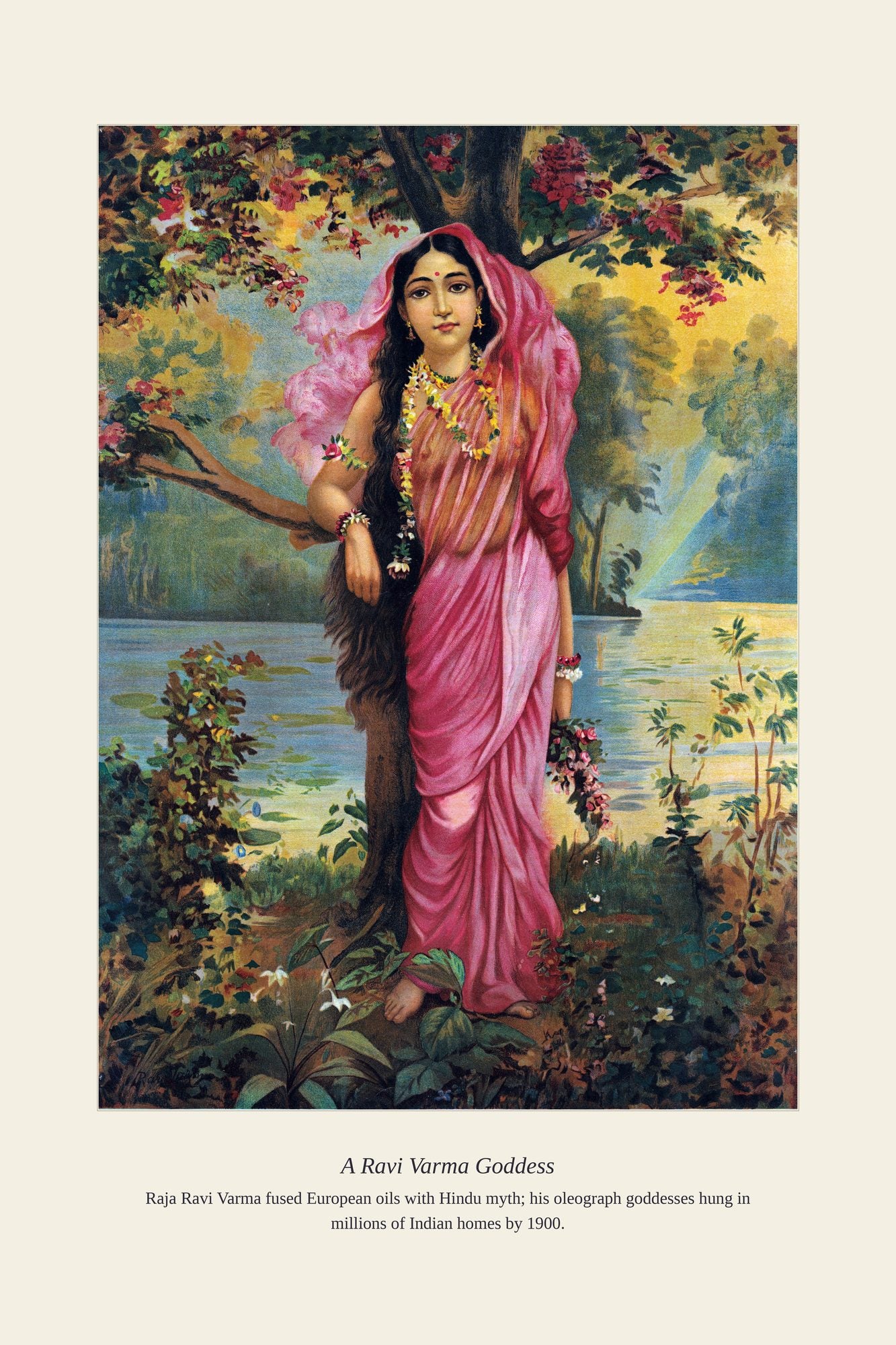 A Ravi Varma Goddess — antique art print