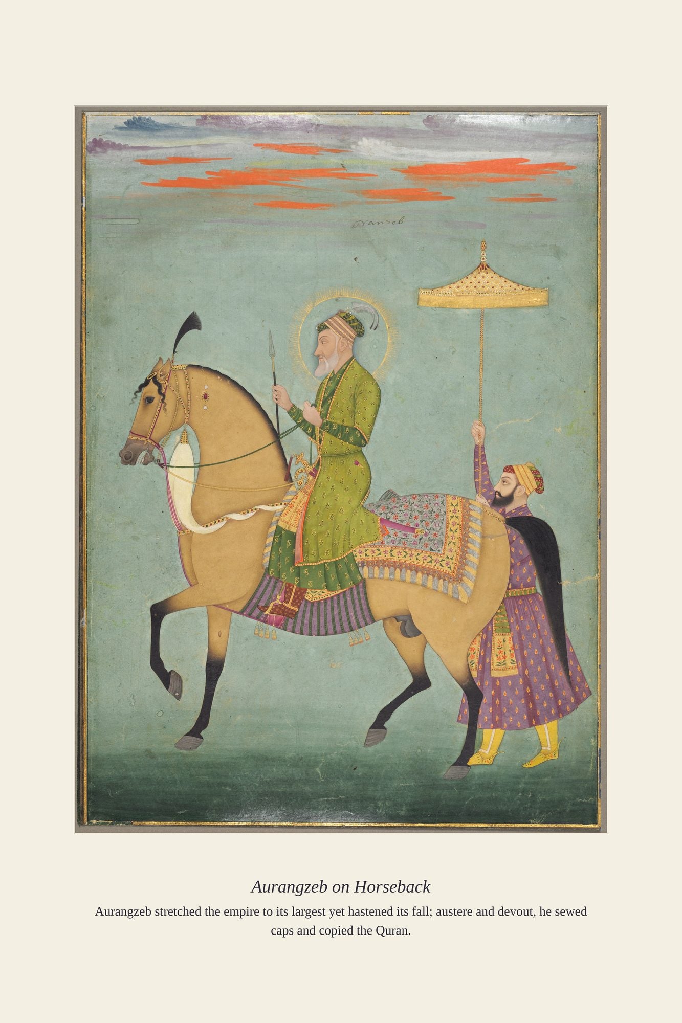 Aurangzeb on Horseback — antique art print