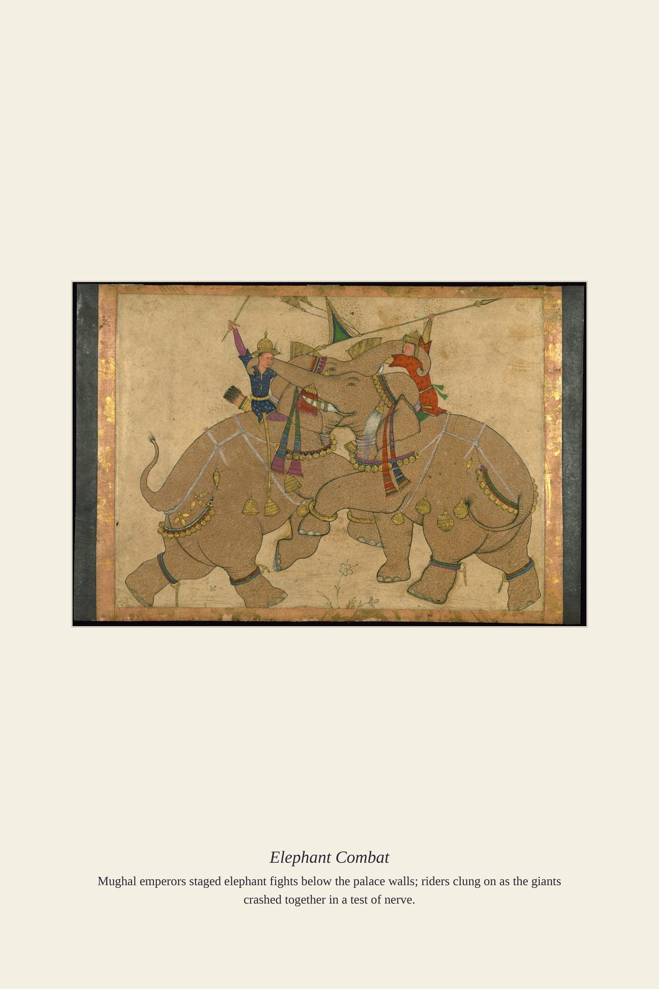 Elephant Combat — antique art print