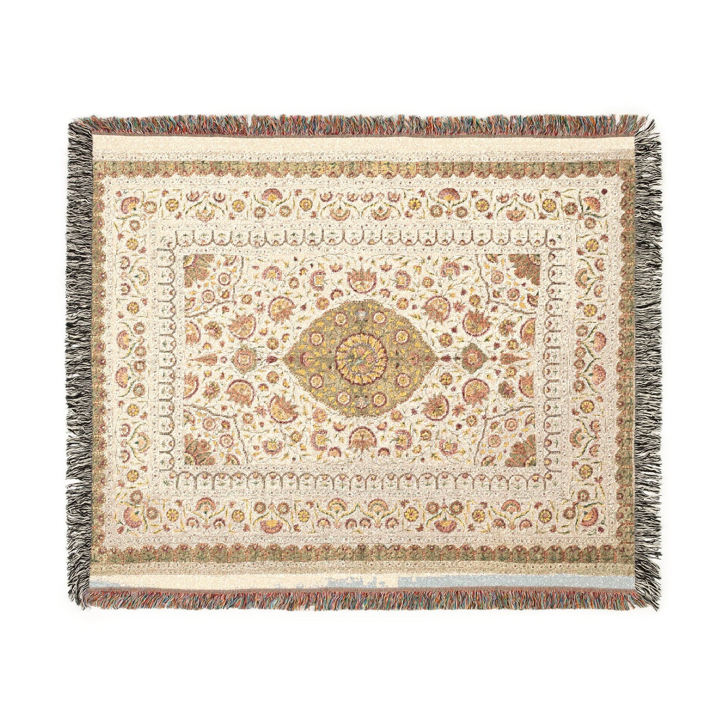 Spread with floral medallion pattern Woven Throw Blanket
