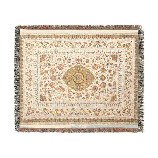 Spread with floral medallion pattern Woven Throw Blanket
