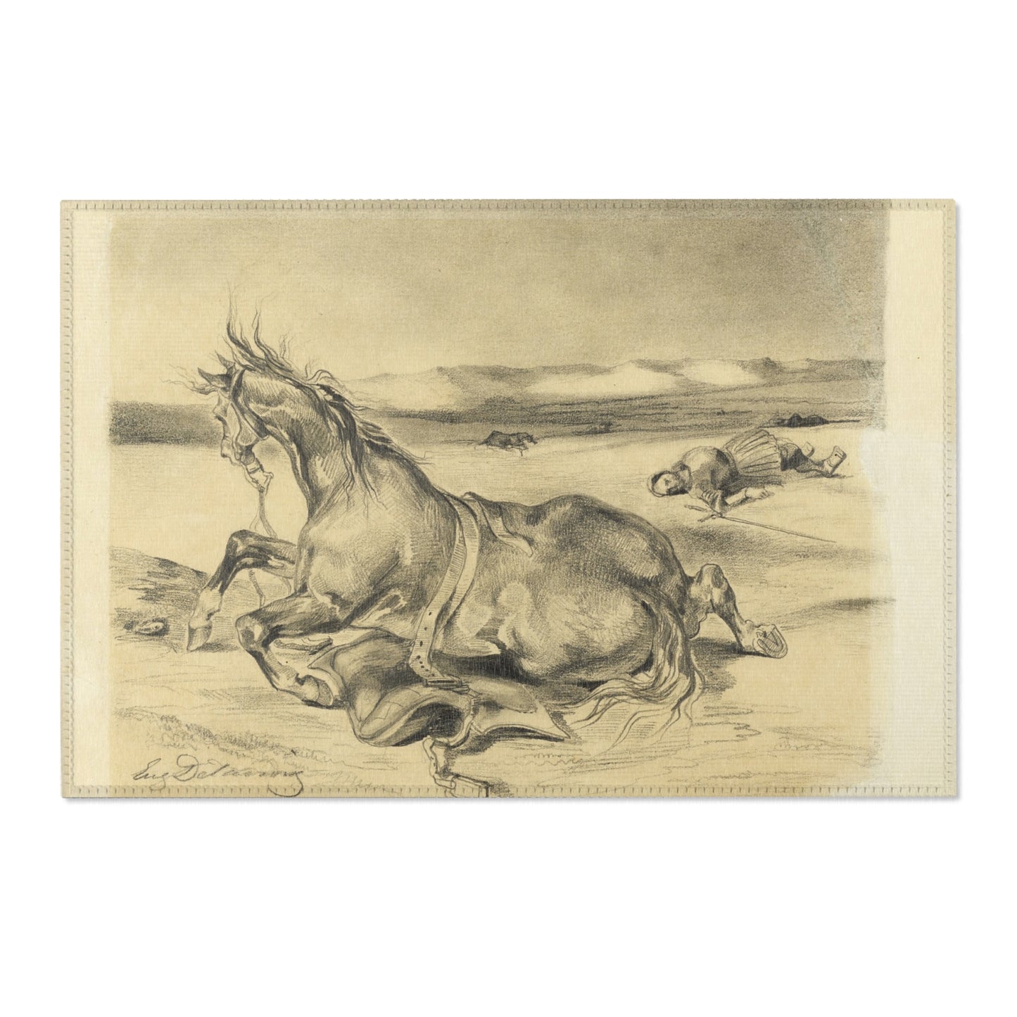 Eugène Delacroix - Fallen Horse and Dead Knight | Area Rug