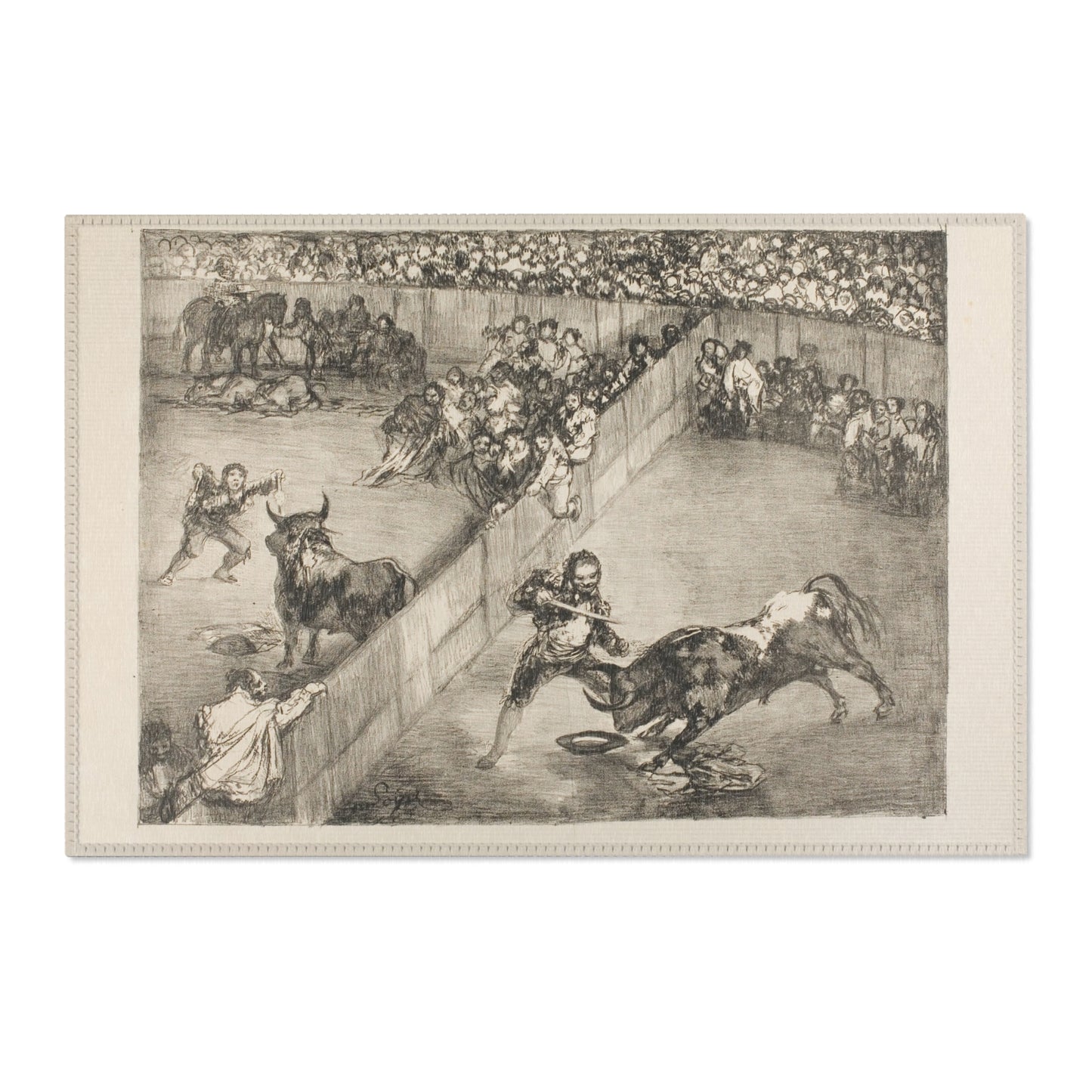 Francisco José de Goya y Lucientes - Bullfight in a divided ring, from The Bulls of Bordeaux | Area Rug
