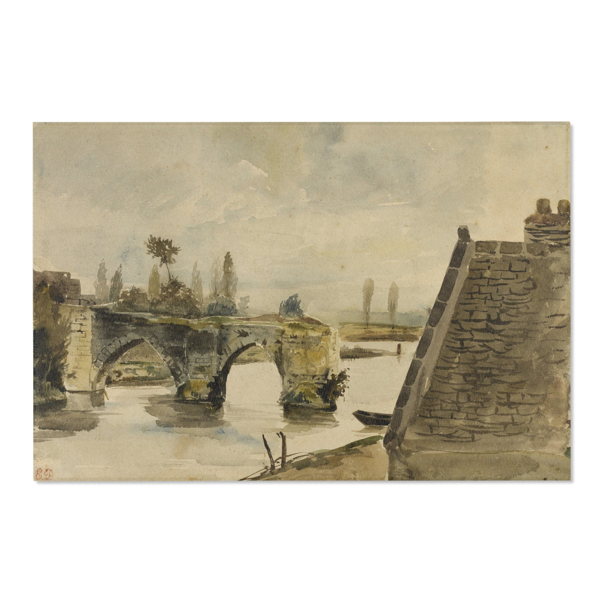 The Old Bridge at Mantes — Delacroix Area Rug