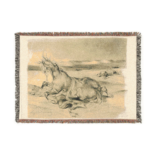 Fallen Horse and Dead Knight — Delacroix Tapestry Blanket