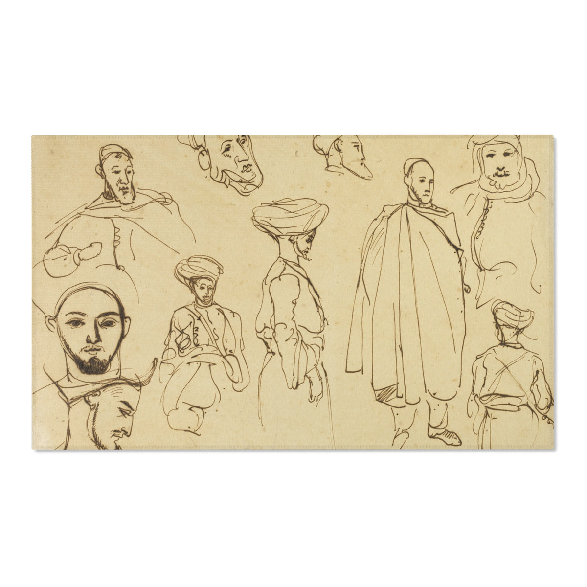 Sketches of Algerian Men — Delacroix Area Rug