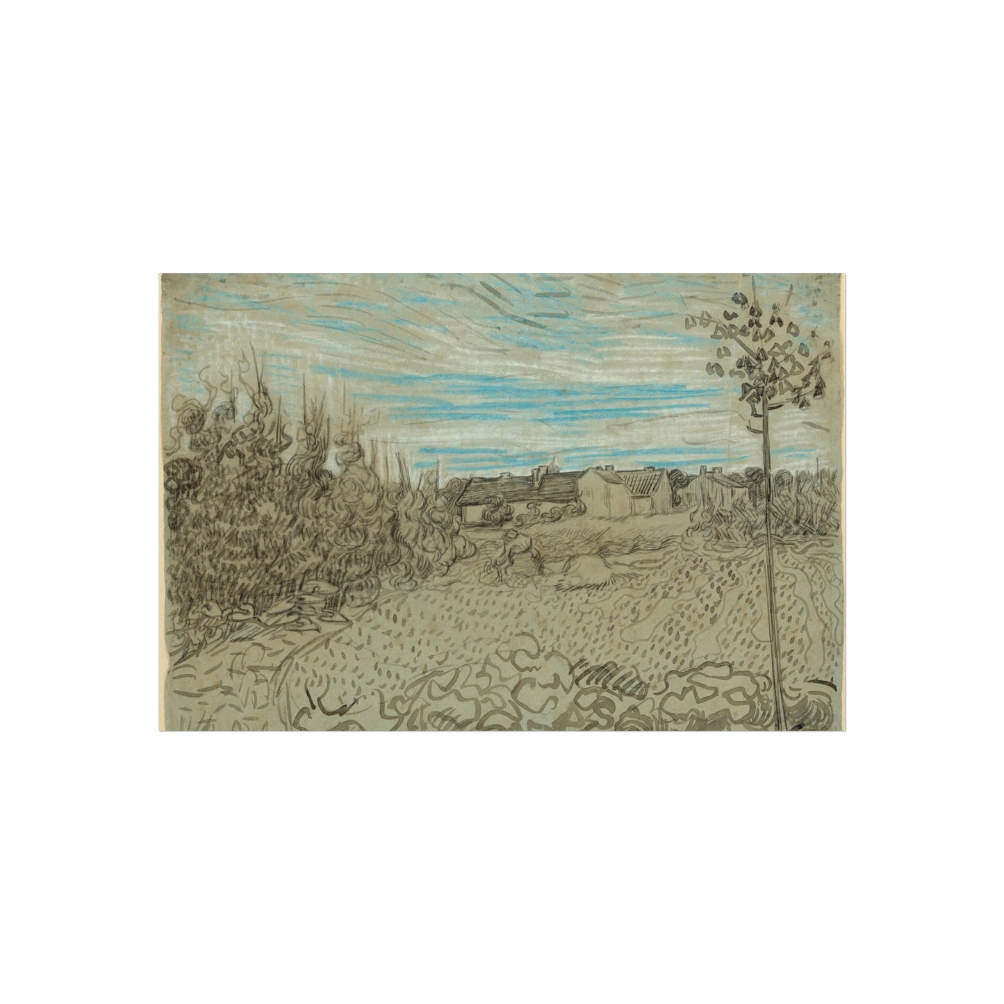 Vincent van Gogh - Cottages with a Woman Working in the Middle Ground | Fine Art Poster