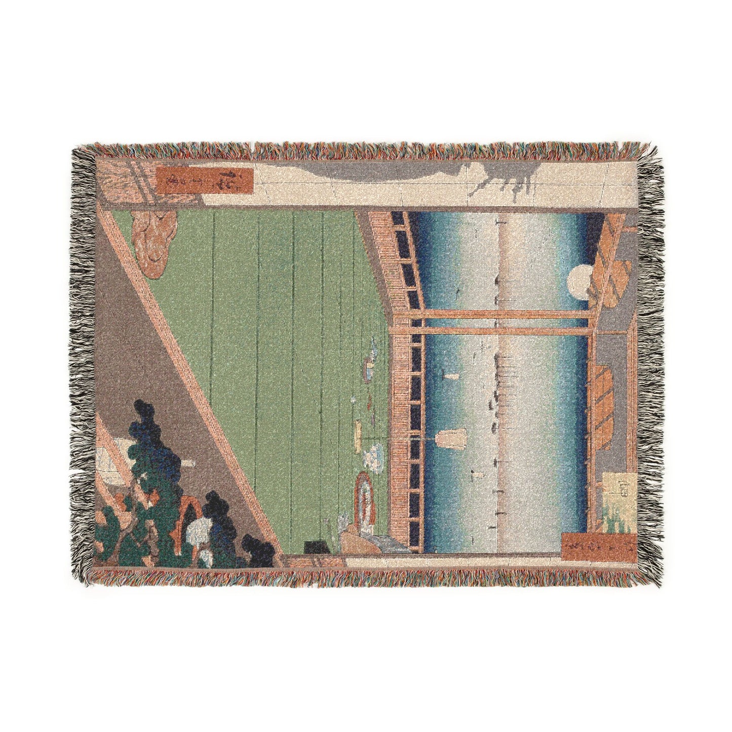 The Moon-Viewing Promontory, from One Hundred Views of Famous Places in Edo Woven Throw Blanket