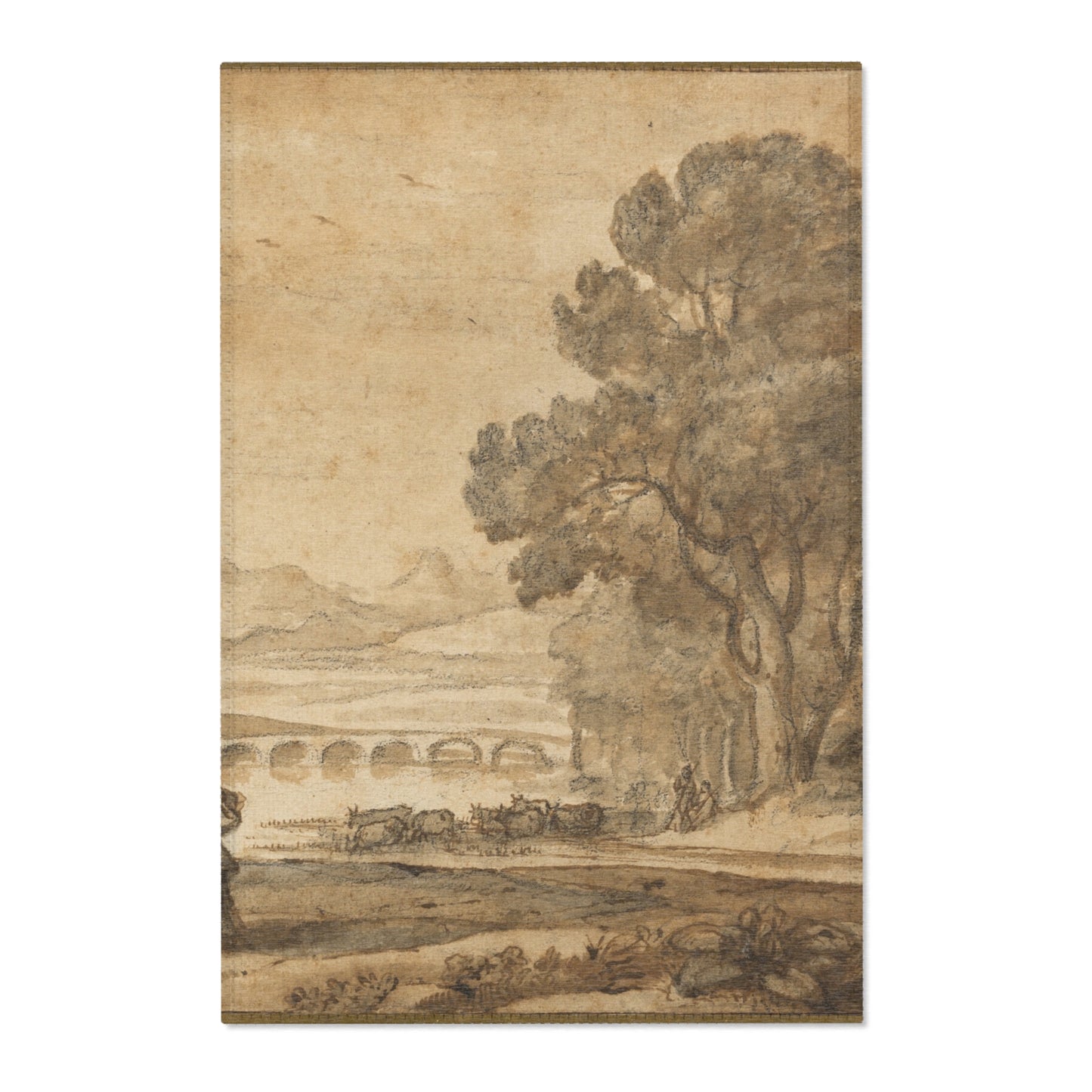 Claude Lorrain - A Wooded River Landscape with Jacob, Laban, and His Daughters | Area Rug