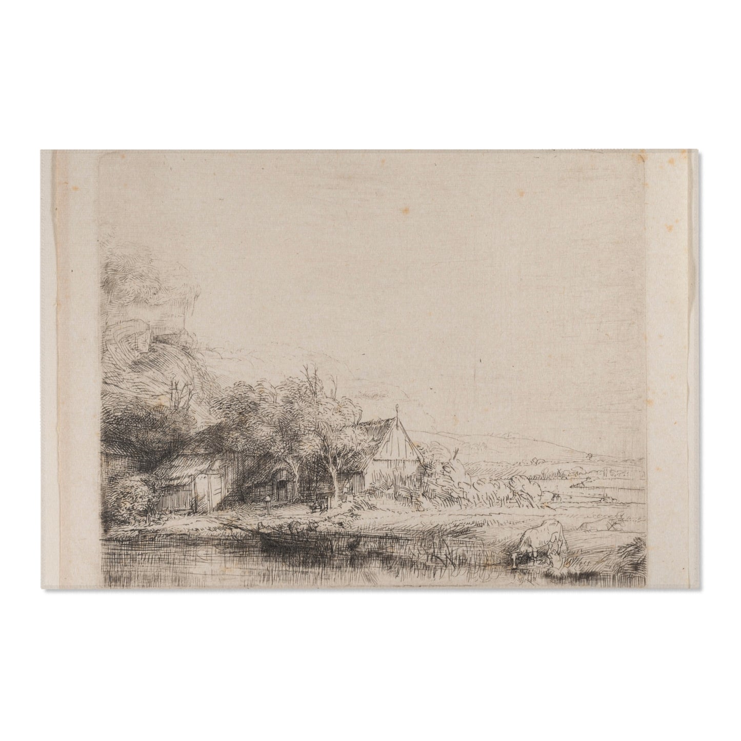 Rembrandt van Rijn - Landscape with a Cow Drinking | Area Rug