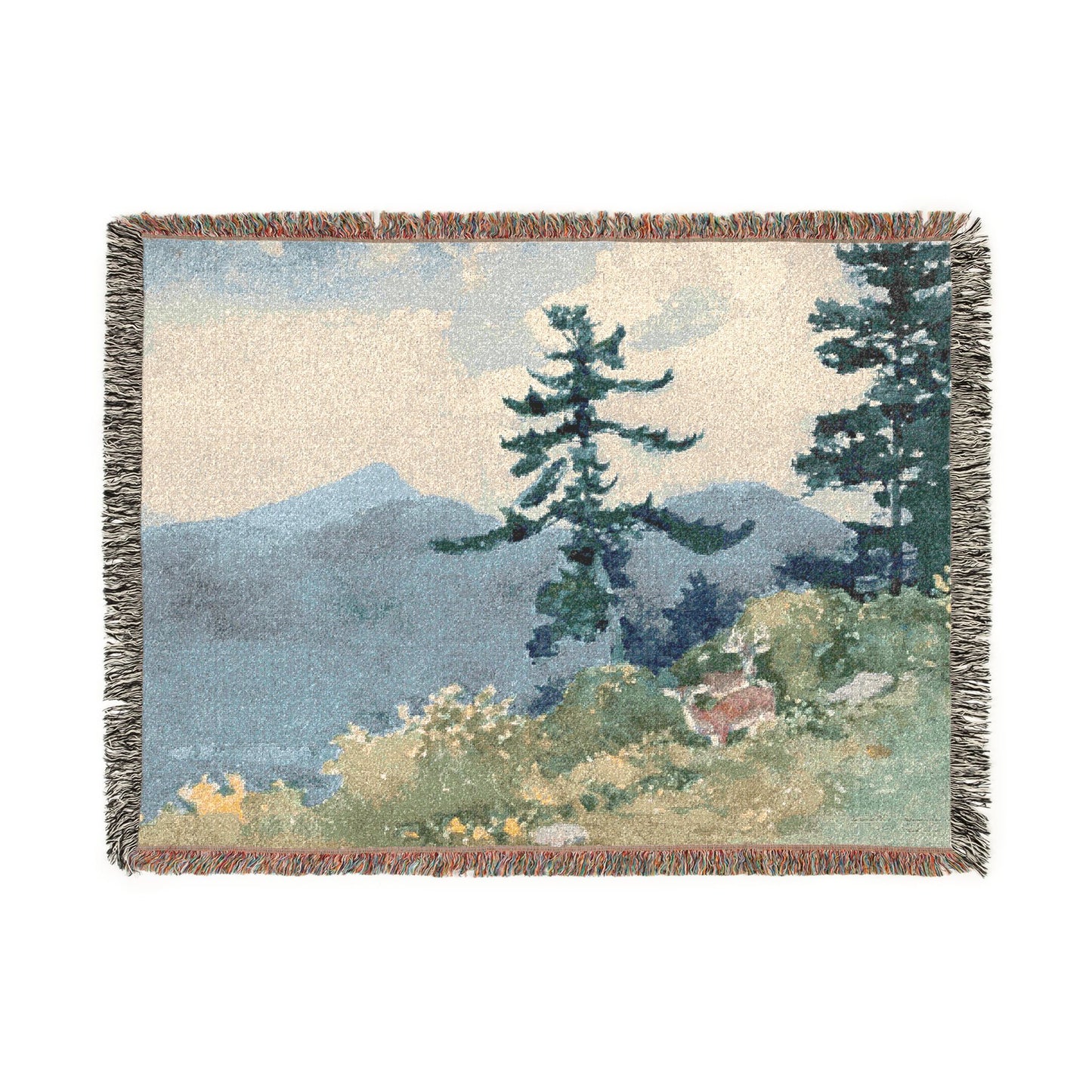 Winslow Homer - North Woods Club, Adirondacks (The Interrupted Tete-a-Tete) | Woven Tapestry Blanket